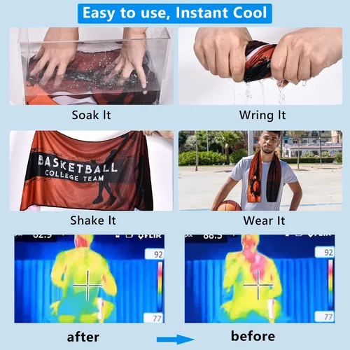 Vista 5 de Sukeen Toallas refrescantes para cuello y cara con estilo de baloncesto, toallas de sudor frescas para climas cálidos, toallas de microfibra