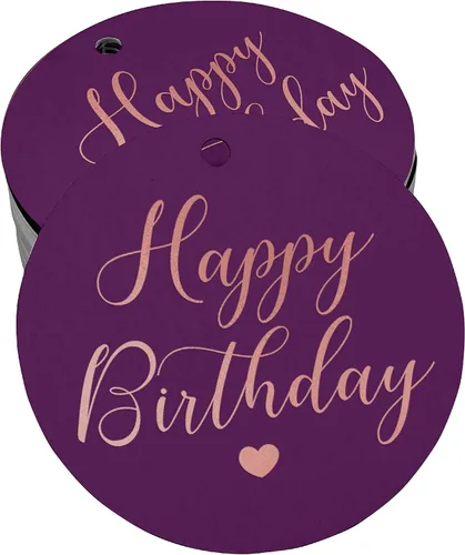 Vista 8 de Etiqueta de papel para colgar con texto en inglés «Happy Birthday» (50 unidades)