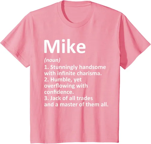 Vista 56 de MIKE Definition - Camiseta divertida para regalo de cumpleaños con nombre personalizado, Negro, S