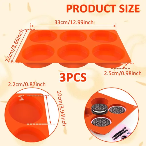 Vista 2 de Molde de silicona de 3 piezas, molde de silicona para chocolate, molde de silicona para hornear de 6 cavidades, molde de silicona antiadherente