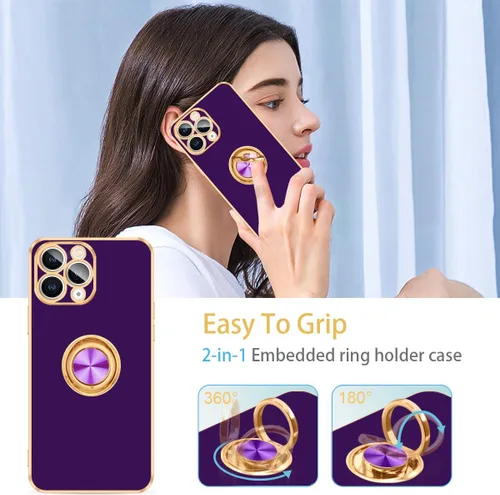 Vista 5 de Fingic Funda para iPhone 11 Pro [con soporte de anillo de 360°] [Soporte magnético para automóvil] Funda de teléfono con soporte magnético