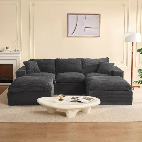 Vista 16 de Sofás seccionales de 106.3 pulgadas para sala de estar, sofá en nube, sofá modular seccional, sofá convertible, sofá de asiento profundo, juego