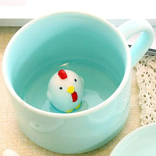 Vista 5 de Chick Taza de Café 3D Taza de Cerámica de Lindo Animal de Dibujos Animados - Animal Bebé Adentro, Mejor Taza de Oficina y Regalo de Cumpleaños 8 OZ