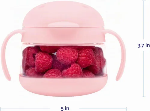 Vista 3 de Ubbi Tweat Contenedor de snacks sin derrame para niños, libre de BPA, tazón de viaje para niños pequeños, rosa rubor Tritan - Tazas a prueba