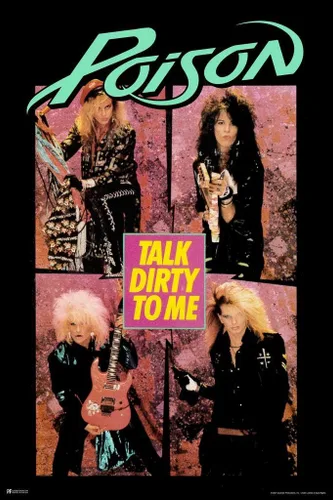 Vista 5 de Poison Talk Dirty To Me Single Shots Heavy Metal Music Merchandising Retro Vintage 80s 90s Banda Estética Cool Wall Art Poster 12x18