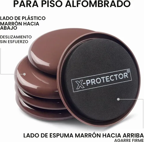 Vista 3 de Deslizadores para Muebles X-PROTECTOR - 4+4 Set 5", Multisuperficie, Marrón