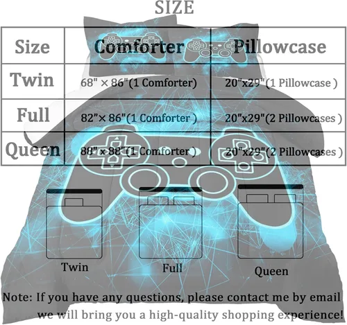 Vista 6 de Ropa de cama gamer, juegos de ropa de cama gaming para niños, juegos de ropa de cama tamaño twin para niños, juegos de ropa de cama para niños Gm229
