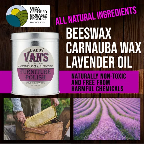 Vista 3 de Daddy Van's Esmalte para muebles de cera de abeja y lavanda totalmente natural, 32 onzas, tamaño económico