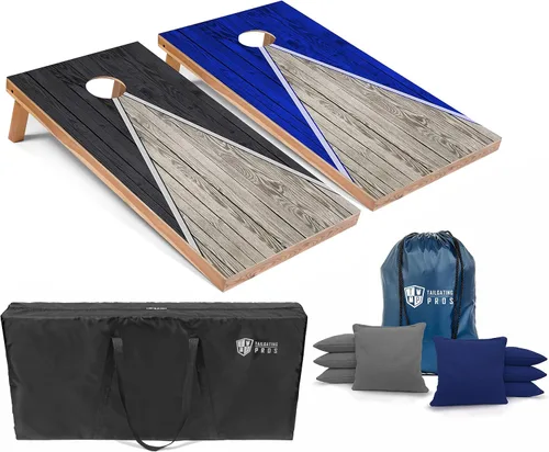 Vista 23 de Tailgating Pros Juego de tablero de Cornhole ligero con diseño piramidal con bolsas de frijoles y estuche de transporte, juego de cornhole