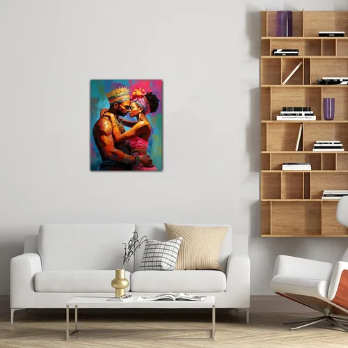 Vista 17 de Arte de pared afroamericano, decoración de rey y reina bailarín negro para sala de estar, arte de pareja de amor negro para dormitorio, lienzo