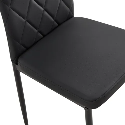Vista 5 de Yogald - Juego de 4 sillas de comedor modernas con respaldo alto, sillas de comedor de piel sintética con respaldo de rejilla de diamante