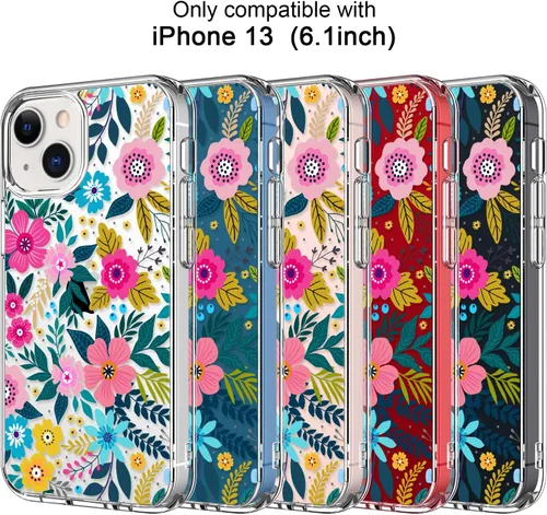 Vista 6 de ICEDIO Funda para iPhone 13 con protector de pantalla, ajuste delgado, transparente, con diseños de moda para niñas y mujeres, funda protectora
