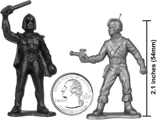 Vista 4 de TimMee Galaxy Laser Team Space Figuras Negro vs Plata 50 piezas Hecho en Estados Unidos