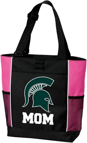Vista 5 de Broad Bay Official Michigan State Tote Bag Zippered Travel Carryall Negro