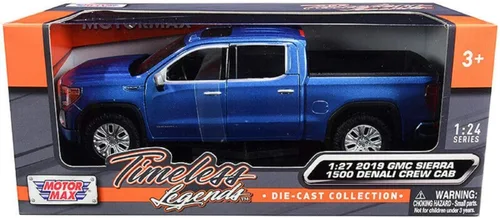 Vista 6 de Motormax 2019 GMC Sierra 1500 Denali Crew Cab Pickup Truck Metallic Blue 1/24-1/27 Modelo de coche fundido a presión 79362, juguetes para niños