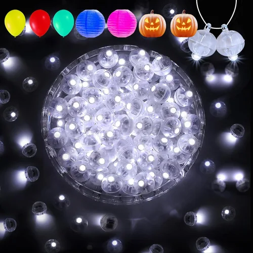Vista 16 de Aogist - 50 piezas de luces de globo con gancho, tiempo de espera prolongado, mini luz impermeable para fiesta de cumpleaños, boda, Navidad