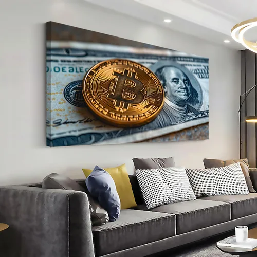 Vista 52 de ZOMNAI Arte de pared de mujer japonesa, pintura de estilo asiático, fondo amarillo, decoración de pared, tatuaje de peces en la parte posterior