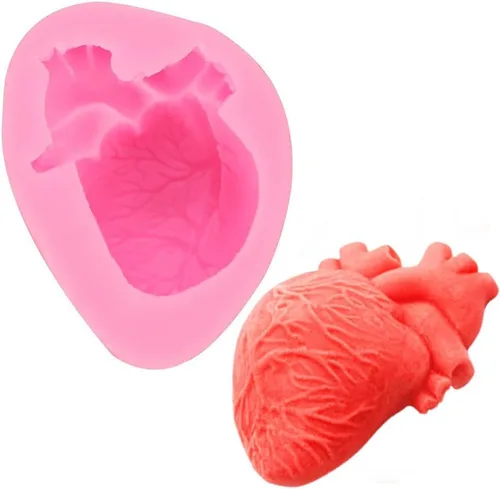 Vista 3 de 3D Halloween Humano Sangriento Corazón en forma de helado Mousse Molde de silicona DIY molde de silicona Fondant pudín jalea pastel decoración