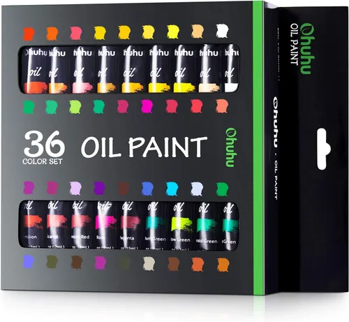Vista 10 de Ohuhu - Juego de pintura al óleo, 24 colores a base de aceite, 12 ml/0.42 oz x 24 tubos. Suministros de pintura al óleo no tóxicos para pintar