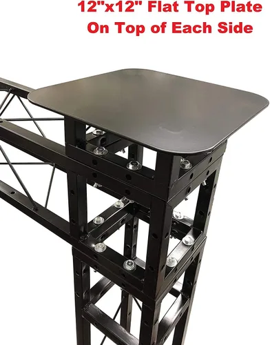 Vista 2 de Kit de sistema de armadura de arco cuadrado negro de 8 pies de altura, cabezal móvil portátil para DJ móvil con placas superiores adicionales de 12