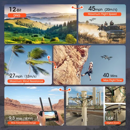 Vista 5 de Autel Robotics EVO 2 Pro V3: 2025 Son-y 1" CMOS y video HDR 6K, algoritmo de luz de luna 2.0, ISO máximo 44000, DNG de 12 bits, controlador