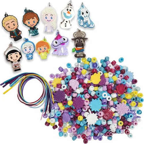Vista 2 de Tara Toys Kit de collar espumoso de lujo Frozen 2 Design 10 necklaces with 500 beads and glitter charms inside a castle carry case; ideal gift for