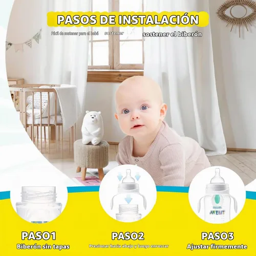 Vista 2 de Asas para biberones compatibles con biberones Philips Avent anticólicos y AirFree, soporte compatible con botella de Avent, 6 unidades, blanco