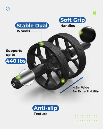 Vista 7 de VINSGUIR Ab Roller Wheel for Beginners to Pros, Ab Roller with Adjustable & Detachable Resistance Band, Core Workout Equipment for Home Gym