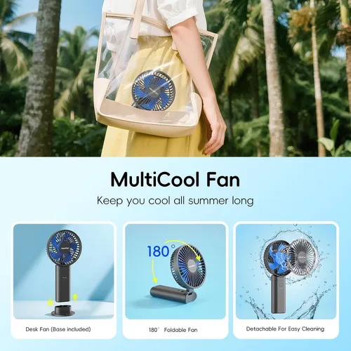 Vista 6 de HandFan Actualizado Ventilador de Mano Silencioso de 10,000 mAh - 4.5 Pulgadas Ventiladores de Mano Grandes Recargables, Ventilador Portátil