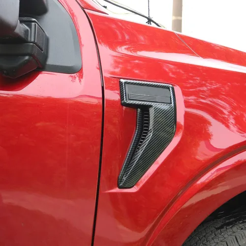 Vista 2 de Cubiertas de molduras de emblema de insignia de ventilación lateral de guardabarros de fibra de carbono, accesorios compatibles con Ford F150