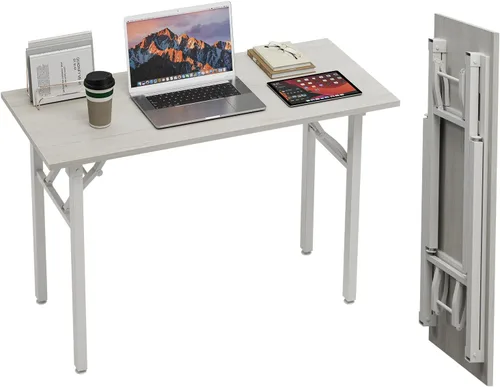 Vista 32 de TEMI Mesa de Computadora Pequeña Mesa Plegable - Escritorio de Oficina Plegable de 35.8", Sin Ensamblaje, Perfecto para Espacios Pequeños