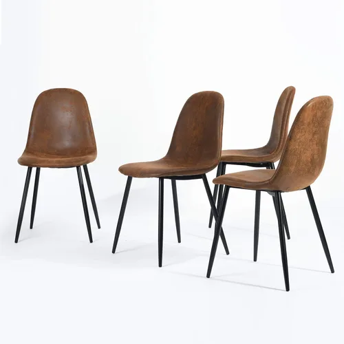 Vista 9 de Homy Casa Mid-Century - Juego de sillas de comedor tapizadas, sillas de cocina con patas de metal, sillas laterales con tapicería de Beige