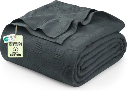Vista 10 de Utopia Bedding - Manta térmica 100% algodón, color negro, tamaño Queen, 90 x 90 pulgadas Manta ligera y transpirable para primavera y verano