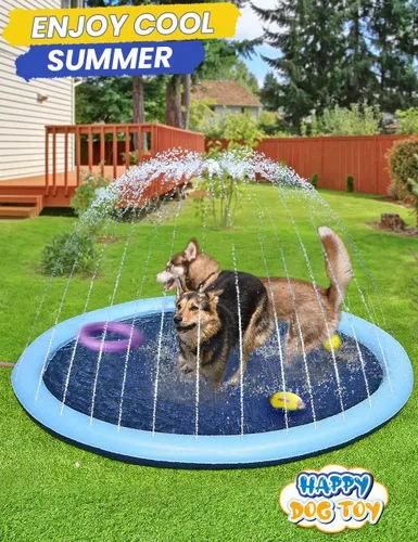 Vista 2 de PETOCAT - Chapoteadero para perros antideslizante, piscina poco profunda con aspersores para niños y bebés, juguete acuático para exteriores, fácil