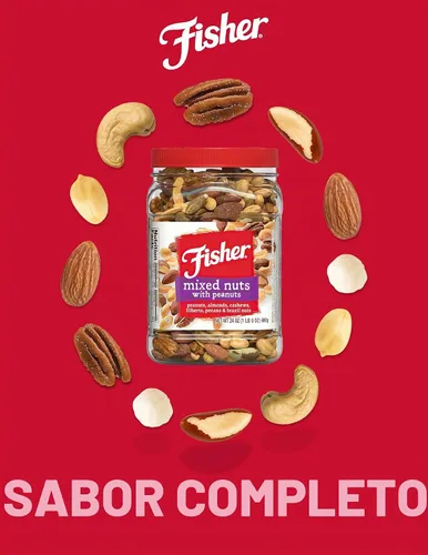 Vista 5 de FISHER Snack Mezcla de nueces con maní, almendras de 24 onzas, anacardos, filberts, nueces, nueces de Brasil