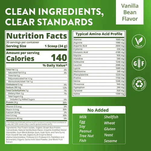 Vista 2 de MRM Nutrition Veggie Elite Performance Proteína Sabor a vainilla Proteína a base de plantas Fácil de digerir Con BCAA Vegano + sin gluten