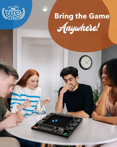Vista 8 de WE Games Juego de mesa Shut The Box de madera para 4 jugadores - 10 fichas con números y 8 dados - Madera teñida negra de gran tamaño, acabado de 14