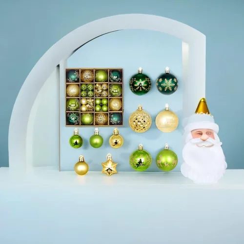 Vista 13 de Juego de 44 adornos de bolas de Navidad, adornos de bolas de Navidad inastillables para Navidad, vacaciones, corona y decoraciones de fiestas