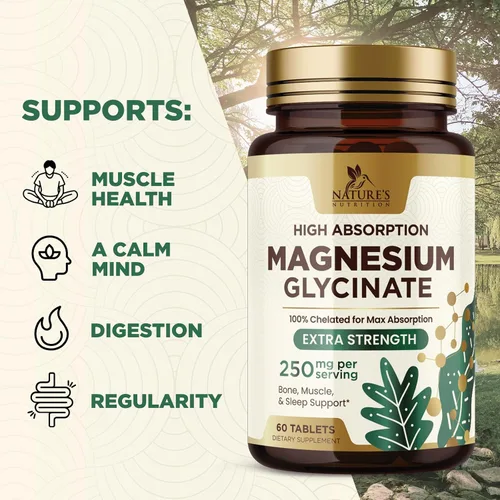Vista 5 de Glicinato de magnesio 250 mg por porción - Suplemento de magnesio 100% quelatado - Glicinato Mag de alta absorción apoya el sueño, la salud