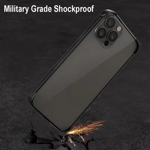 Vista 5 de Funda de metal para iPhone 15 Pro, aleación de aluminio + marco de parachoques de TPU, ajuste delgado, sin respaldo, excelente disipación de calor