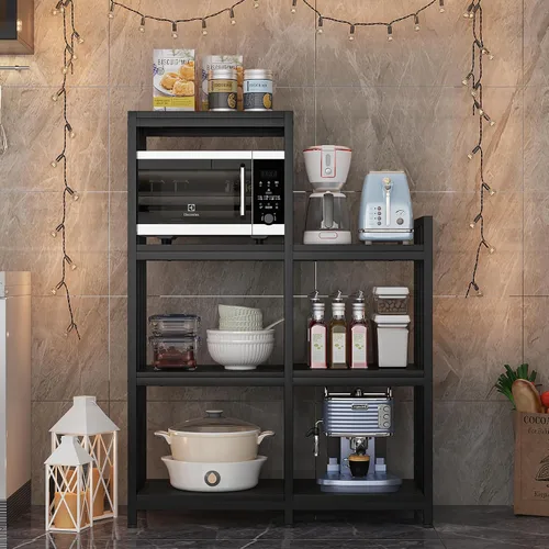 Vista 6 de Soporte para microondas de 6 niveles, estante independiente para hornear de cocina, estante de altura ajustable, estante para especias, mini nevera