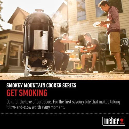 Vista 4 de Weber 711001 Hornillo de montaña Smokey de 14 pulgadas, hornillo de carbón, color negro, Fumador, 14 - pulgadas, Negro