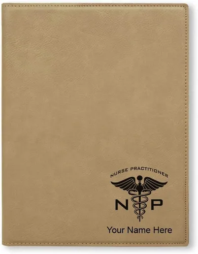 Vista 6 de Bloc de notas pequeño de 7 x 9 pulgadas, enfermera practicante NP, grabado personalizado incluido (negro con plata)