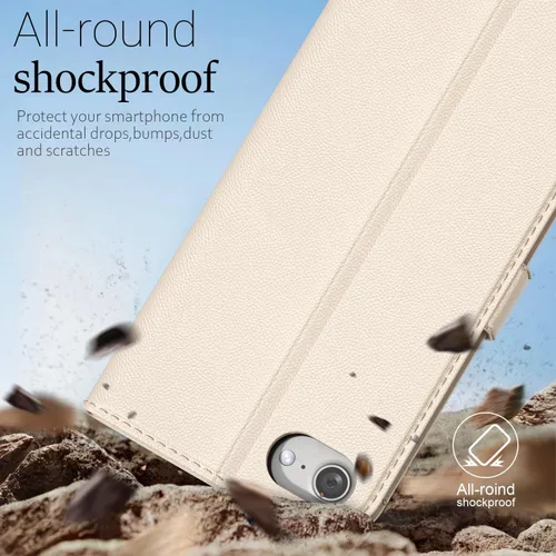 Vista 5 de oakxco Funda tipo cartera para iPhone SE 2022/2020/8/7 con soporte para tarjeta de crédito, funda magnética RFID delgada tipo libro con tapa