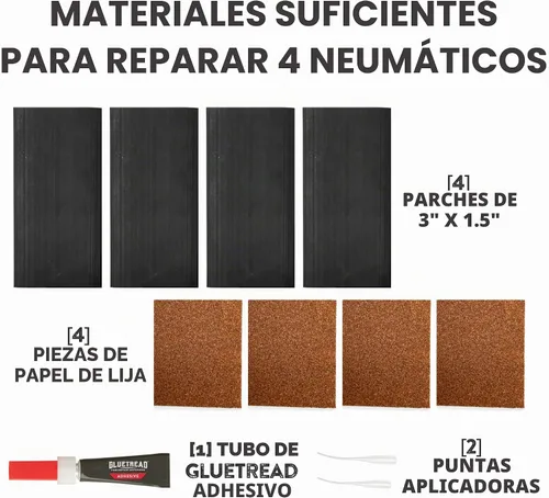 Vista 4 de GlueTread Kit de parches externos – para neumáticos sin cámara – No es necesario quitar el neumático – El kit incluye suficiente
