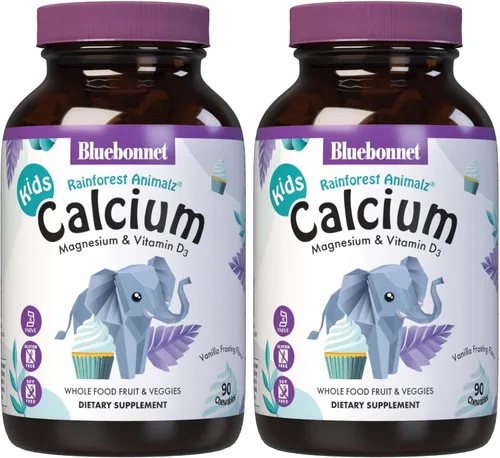 Vista 10 de Super Earth Rainforest Animalz: calcio, magnesio y vitamina D3, sabor vainilla natural, 90 masticables, 743715001961, 1, 1