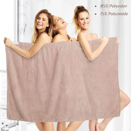 Vista 56 de 4 toallas envolventes para mujer, bata de spa con cierre ajustable, parte superior elástica, envoltura ligera para baño y ducha