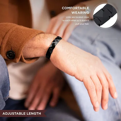 Vista 3 de HOLVIST Pulsera magnética para hombres y mujeres 4000 Gauss Pulseras magnéticas para hombres y mujeres Viene con longitud ajustable, herramienta