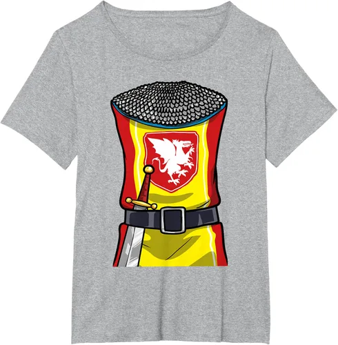 Vista 51 de Disfraz medieval de caballero de Halloween, camiseta para niños con espada de armadura, Negro, S