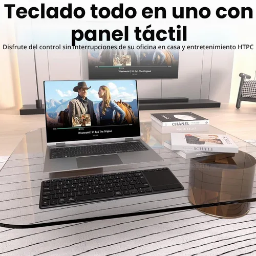 Vista 6 de Teclado inalámbrico recargable con panel táctil-QWERTY
